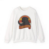 Labrador Retro 70s Sunset Sweatshirt - Heavy Blend Fleece Crewneck - Unisex White