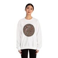Norse Knotwork Hound Odin's Wolves Sweatshirt - Soft Durable Cotton Blend Crewneck - Unisex White