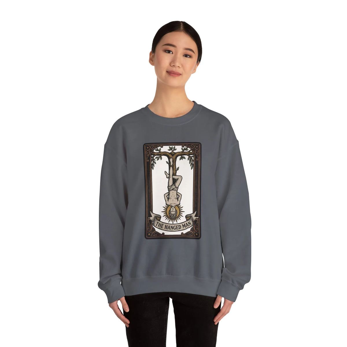 The Hanged Man Tarot Card Sweatshirt - Soft Fleece Classic Fit Crewneck - Unisex Off White