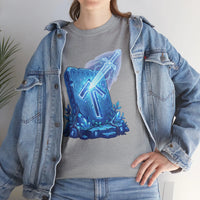 Tiwaz Tyr Sky Sword Graphic T-Shirt - Heavy Cotton Classic Fit Tee - Unisex White