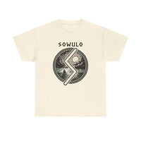 Sowulo Rune Sun & Sea Graphic T-Shirt - Heavy Cotton Classic Fit Tee - Unisex White