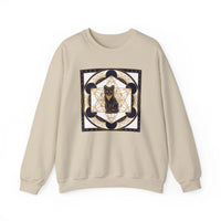 Metatron's Cat Sacred Geometry Sweatshirt - Heavy Blend Fleece Crewneck - Unisex White