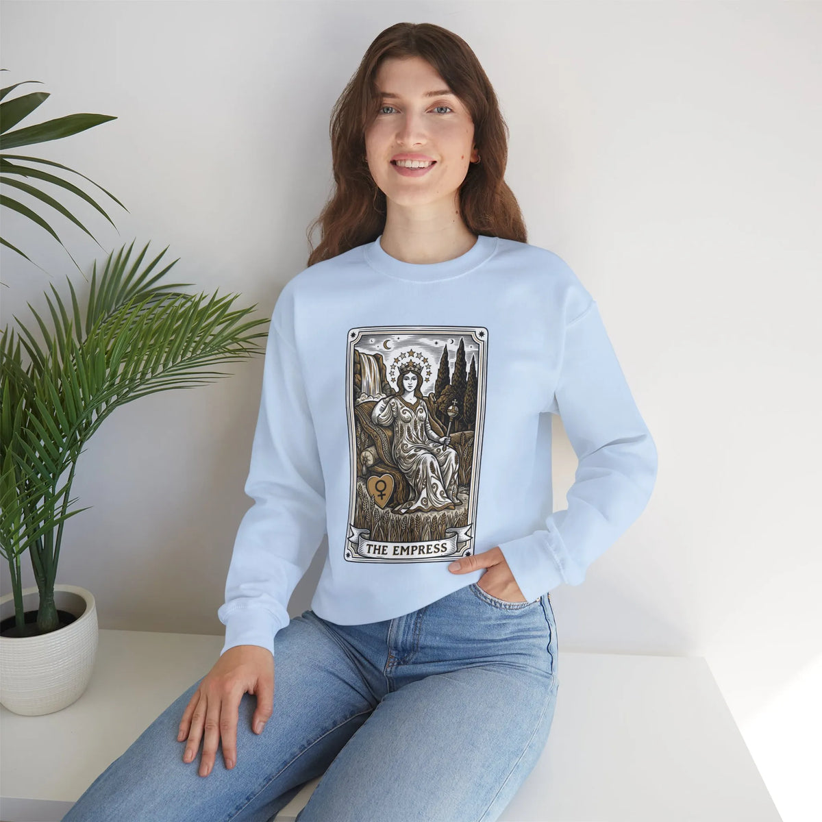 Major Arcana Empress Tarot Card Sweatshirt - Soft Heavy Blend Crewneck - Unisex White