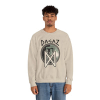 Dagaz Rune Dawn Dusk Graphic Sweatshirt - Heavyweight Cotton Poly Blend Crewneck - Unisex White