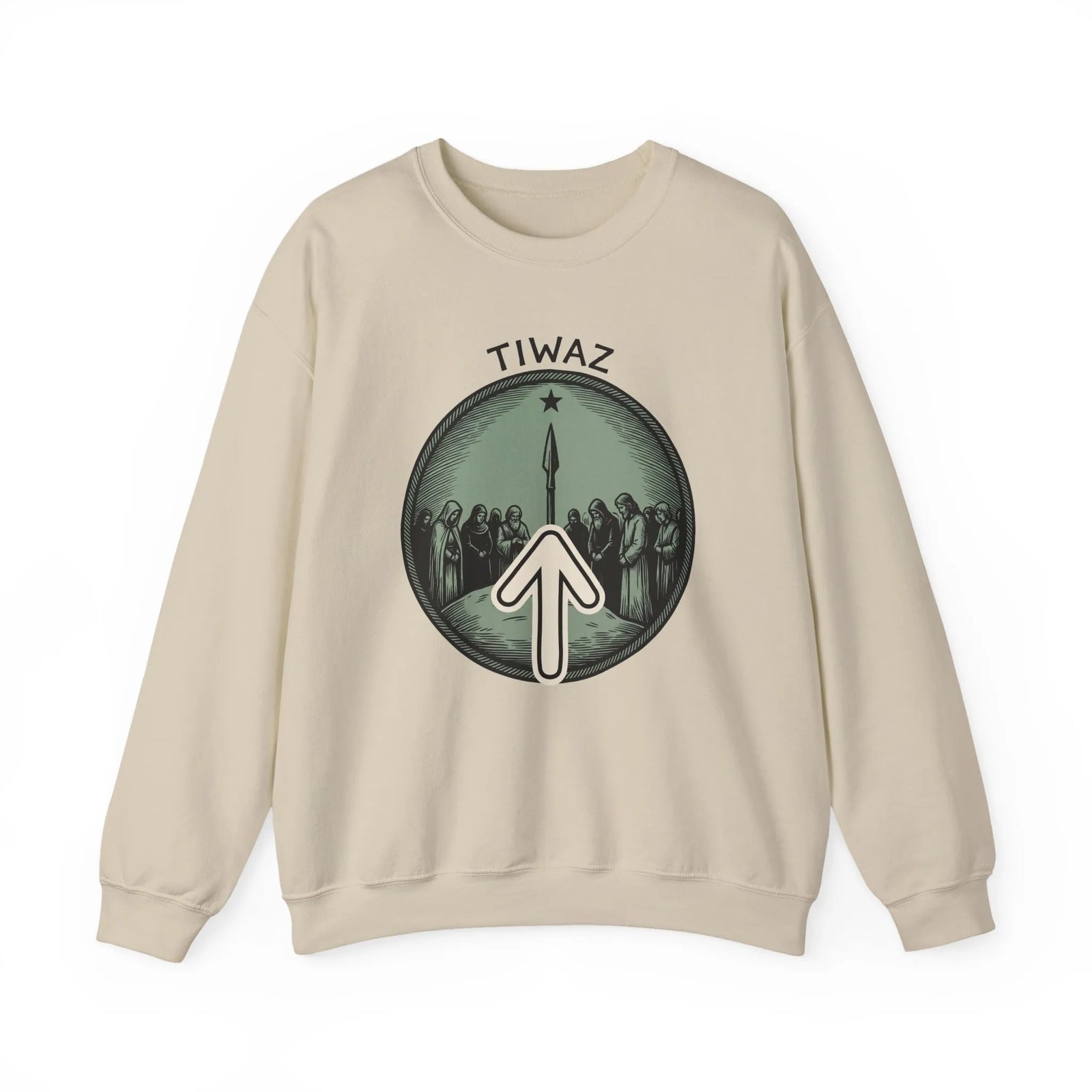 Tiwaz Rune Justice Judgment Sweatshirt - Heavy Blend Fleece Crewneck - Unisex Ash Gray