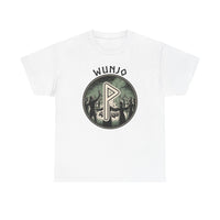 Wunjo Rune Joy Celebration T-Shirt - Heavy Cotton Classic Fit Crewneck - Unisex White