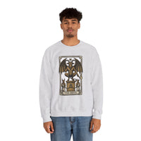 Devil Tarot Card Graphic Sweatshirt - Heavy Blend Fleece Crewneck - Unisex White