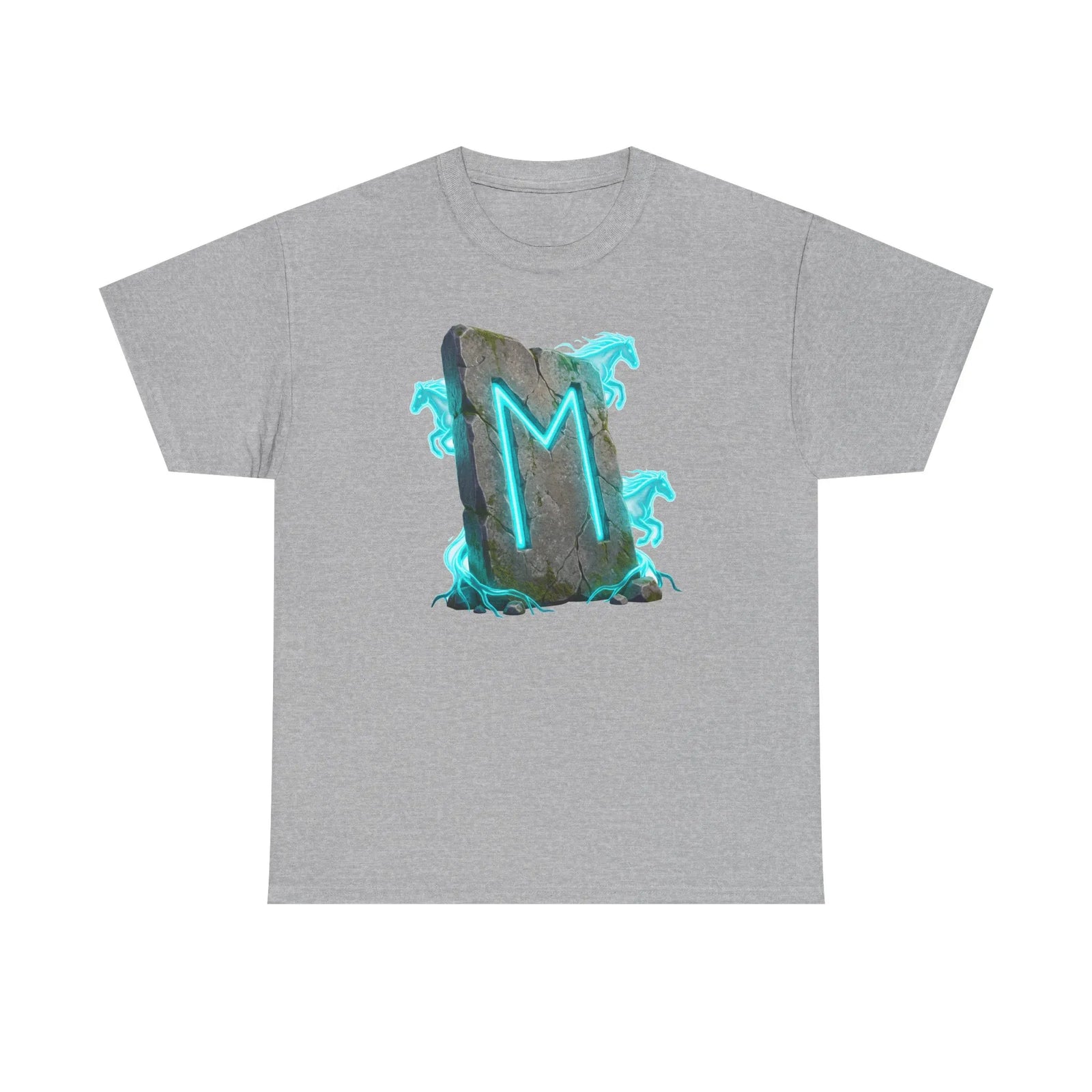 Ehwaz Rune Twin Horse T-Shirt - Heavyweight 100% Cotton Classic Tee - Unisex White