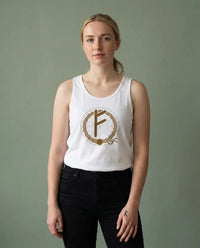 Fehu Wealth Rune Graphic Tank Top - Soft Combed Cotton Jersey - Unisex Athletic Heather