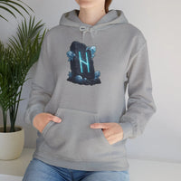 Hagalaz Rune Stone Graphic Hoodie - Heavy Blend Fleece Pullover - Unisex White