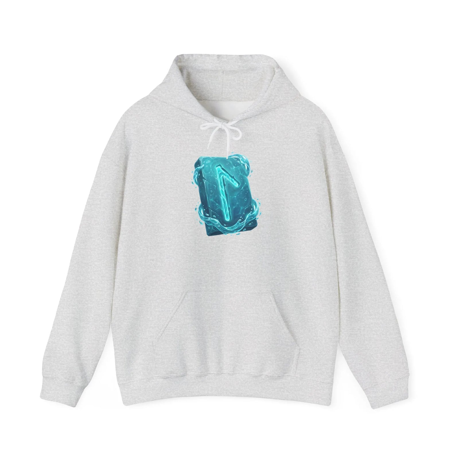 Laguz Water Rune Graphic Hoodie - Soft Fleece Blend Pullover - Unisex White