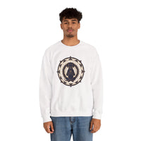 Meditating Dog Sacred Geometry Sweatshirt - Heavy Blend Fleece Crewneck - Unisex White