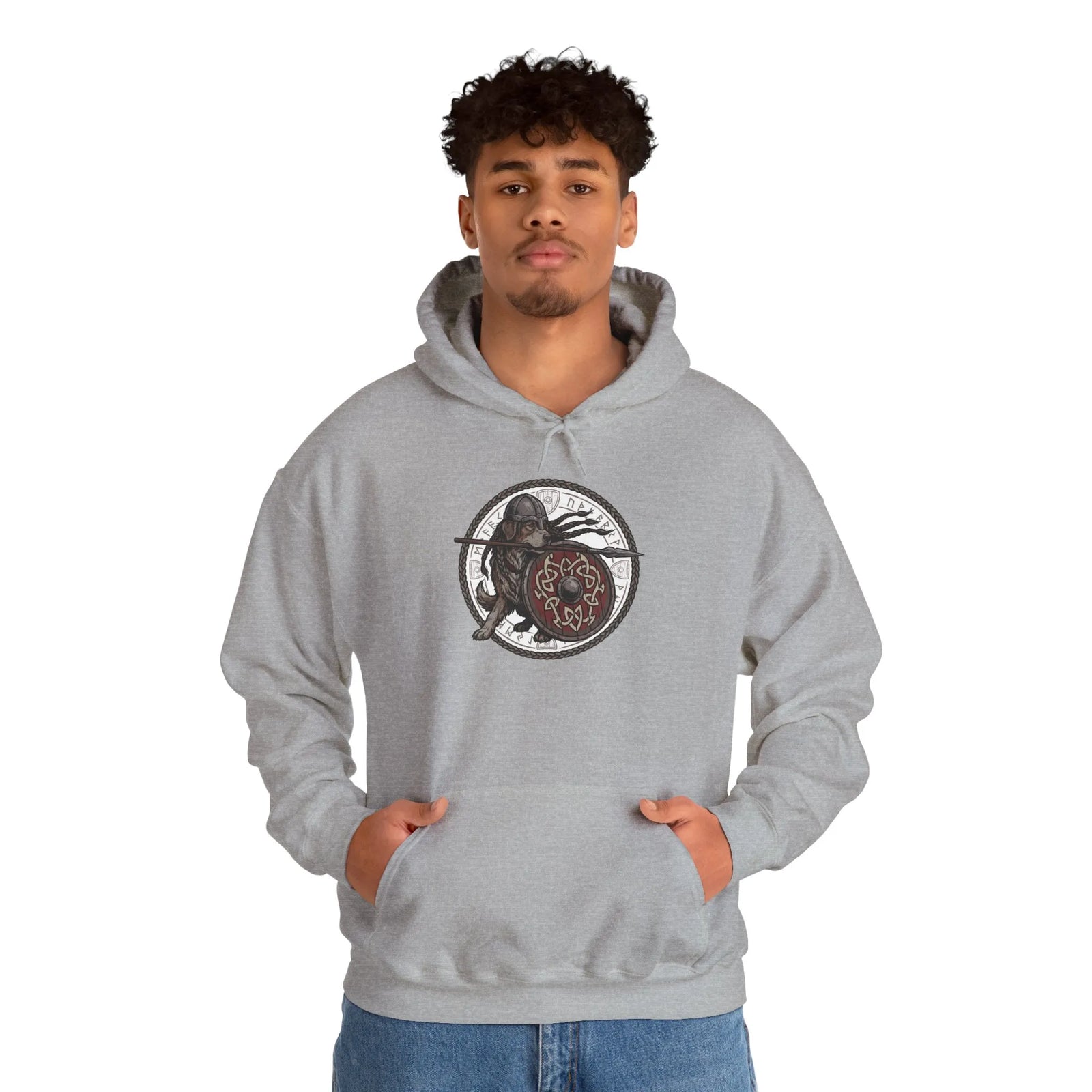 Shieldmaiden Viking Berserker Dog Hoodie - Heavy Blend Cotton Poly Pullover - Unisex White
