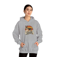 German Shepherd Retro Sunset Hoodie - Soft Cotton-Poly Blend Fleece - Unisex White