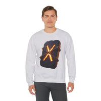 Gebo Rune Stone Graphic Sweatshirt - Medium Heavy Fleece Crewneck - Unisex White