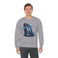 Hagalaz Rune Stone Graphic Sweatshirt - Heavy Blend Fleece Crewneck - Unisex White