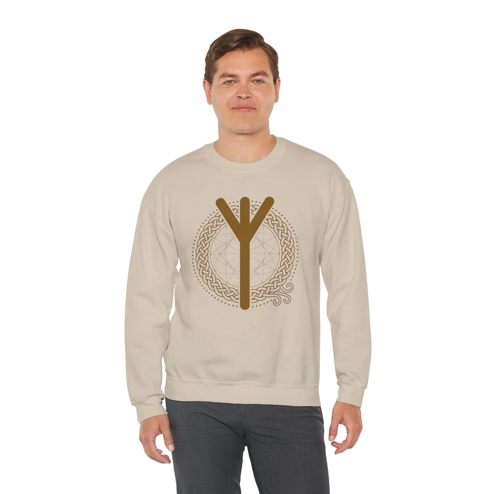 Elhaz Rune Protection Sweatshirt - Heavy Blend Cotton-Poly Crewneck - Unisex White