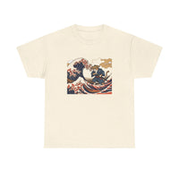 Ronin & Wave Ukiyo-e Cat T-Shirt - Heavy Cotton Classic Fit Tee - Unisex White