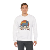 Russian Blue Retro 70s Sunset Sweatshirt - Heavy Blend Crewneck - Unisex White