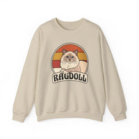 Ragdoll Cat Retro Sunset Sweatshirt - Heavy Blend Fleece Crewneck - Unisex White