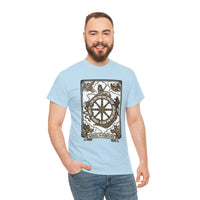 Wheel of Fortune Tarot Graphic T-Shirt - Heavyweight Cotton Classic Fit - Unisex White
