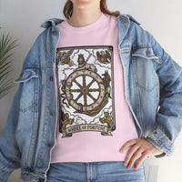 Wheel of Fortune Tarot Graphic T-Shirt - Heavyweight Cotton Classic Fit - Unisex White
