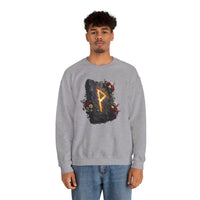 Wunjo Rune Blossom Sweatshirt - Heavy Blend Crewneck Fleece - Unisex Ash