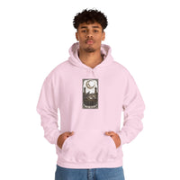 Moon Tarot Card Graphic Hoodie - Soft Fleece Blend Pullover - Unisex Ash