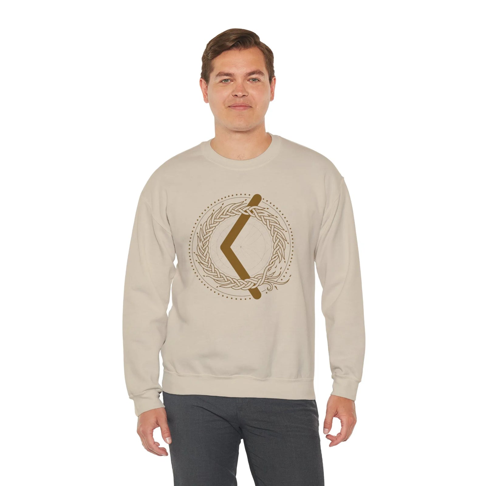 Kenaz Rune Creative Fire Sweatshirt - Heavy Cotton Blend Crewneck - Unisex Off White