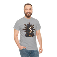 Sowulo Sun Ray Rune Graphic T-Shirt - Heavy Cotton Classic Fit Crewneck - Unisex White