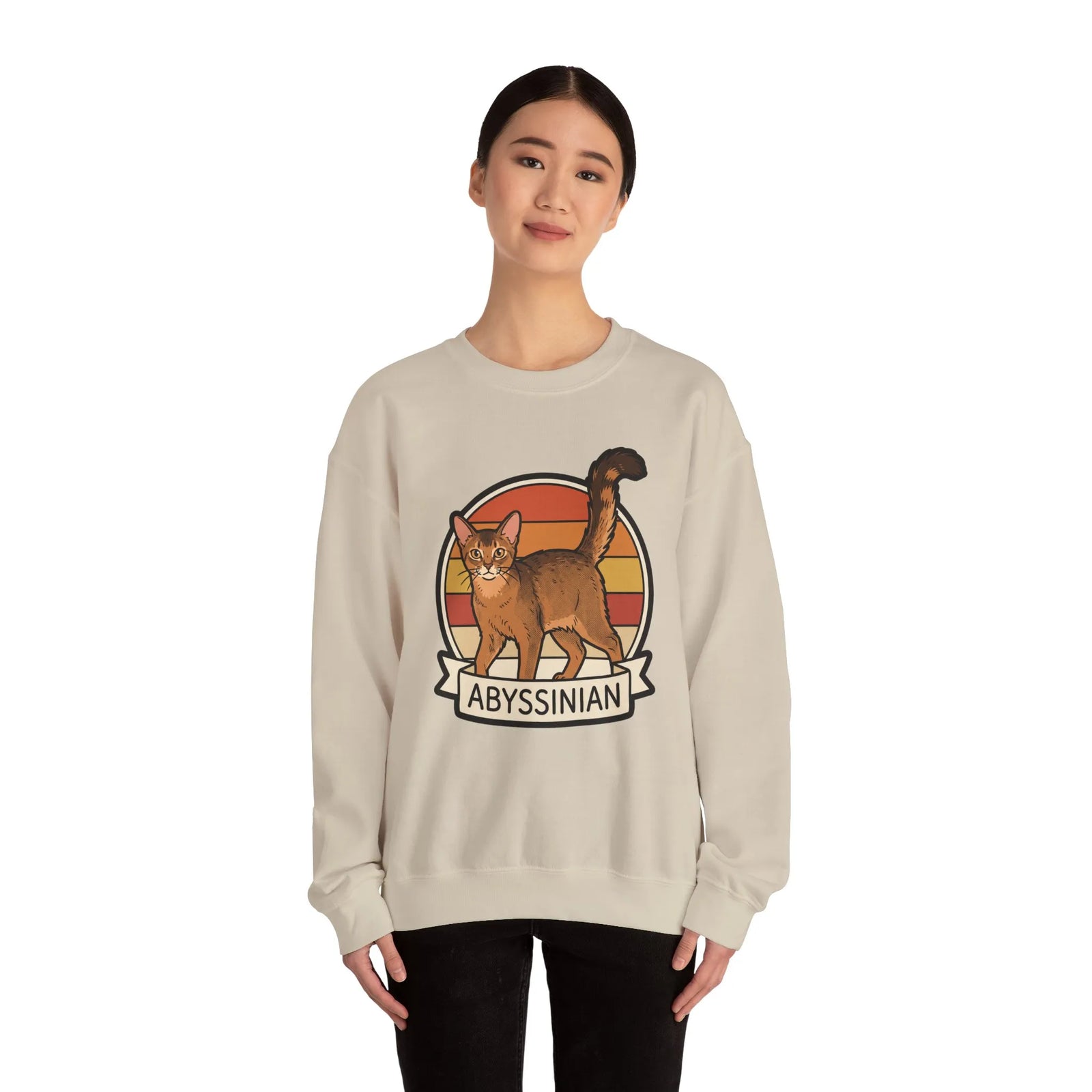 Abyssinian Retro 70s Sunset Sweatshirt - Heavy Blend Classic Crewneck - Unisex White