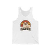 Ragdoll Cat Retro Sunset Tank Top - Soft Airlume Cotton Jersey - Unisex White