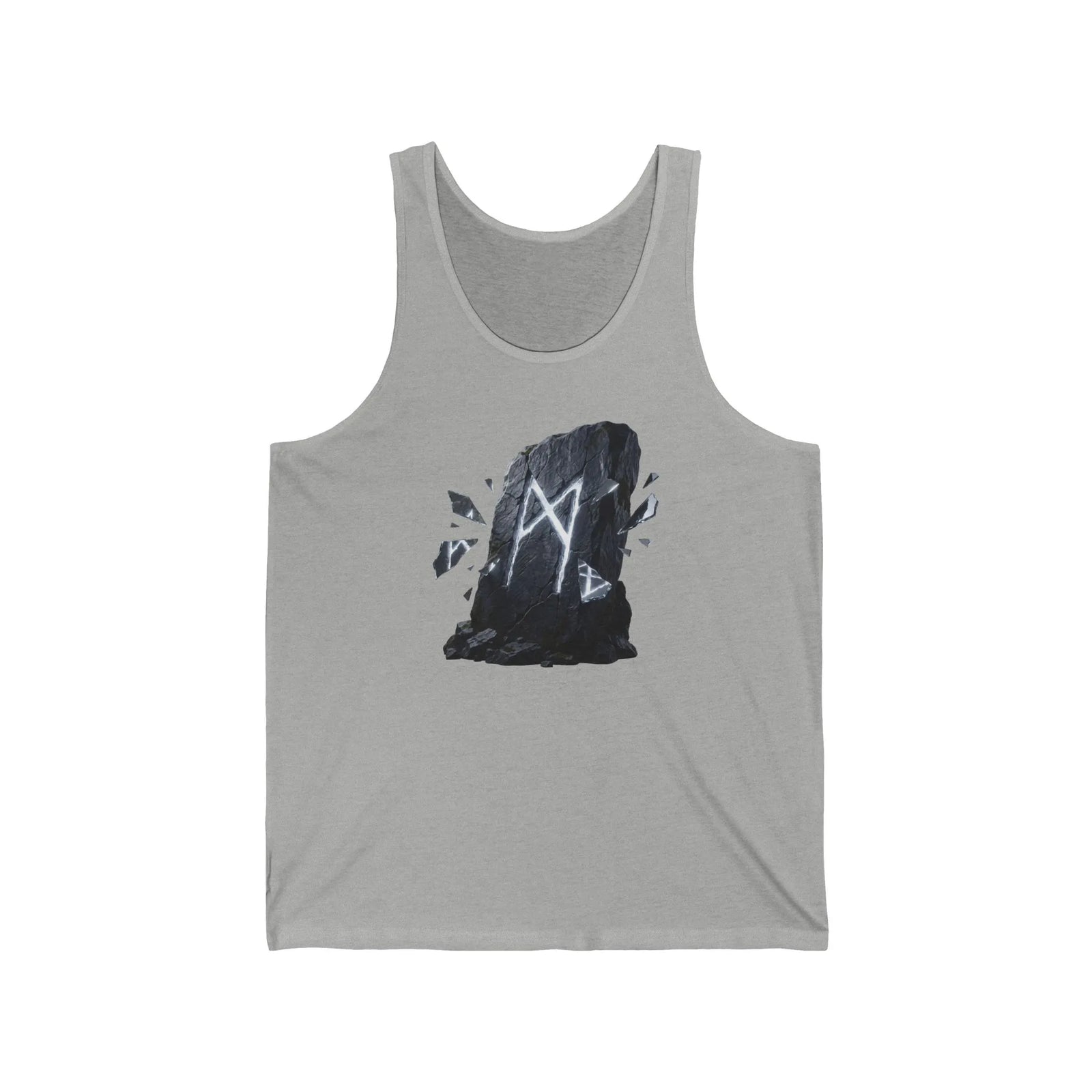 Mannaz Rune Stone Graphic Tank Top - Soft Ringspun Cotton Retail Fit - Unisex White