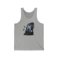 Mannaz Rune Stone Graphic Tank Top - Soft Ringspun Cotton Retail Fit - Unisex White