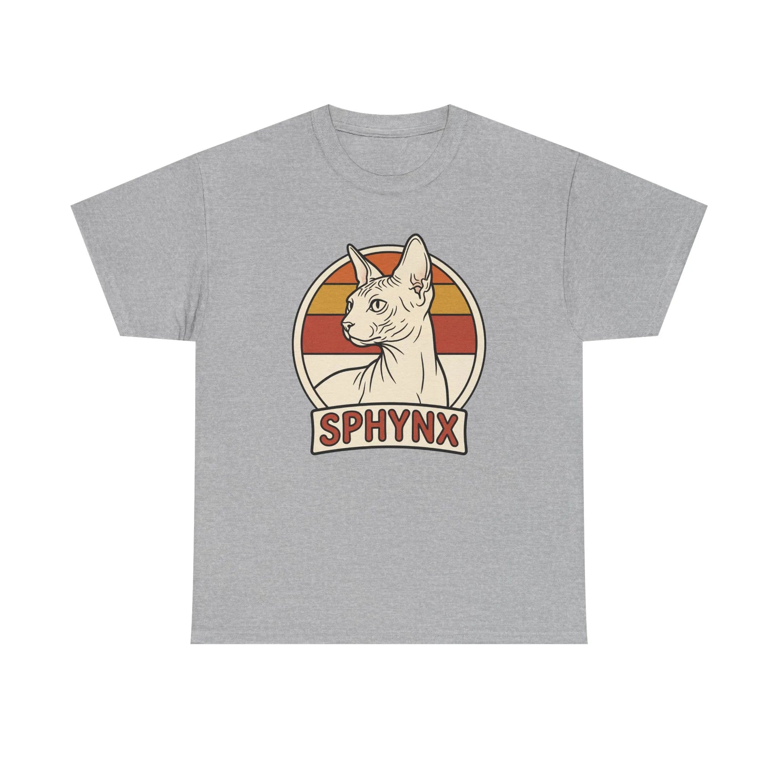 Sphynx Retro 70s Sunset Graphic T-Shirt - Heavy Cotton Classic Fit Tee - Unisex Off White