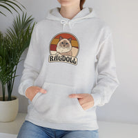 Ragdoll Cat Retro 70s Sunset Hoodie - Soft Blend Fleece Pullover Hoodie - Unisex White