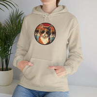 Calico Cat Aviator Sunglasses Hoodie - Heavy Blend Fleece Pullover - Unisex White