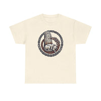 Runestone Hound Odin's Wolves Norse T-Shirt - Heavy Cotton Classic Fit Tee - Unisex White