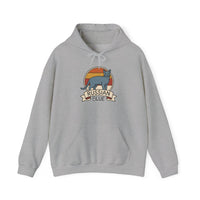 Russian Blue Cat Retro Sunset Hoodie - Heavy Blend Cotton Blend Pullover - Unisex White