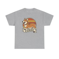 Corgi Retro 70s Sunset T-Shirt - Heavyweight Cotton Classic Fit Tee - Unisex White