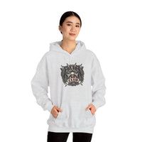 Band Crest Heavy Metal Rocker Cats Hoodie - Heavyweight Cotton Blend Classic Fit - Unisex White
