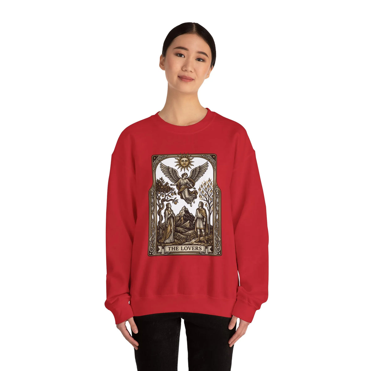 The Lovers Tarot Card Sweatshirt - Heavy Blend Fleece Crewneck - Unisex White