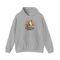 Siberian Husky Retro 70s Sunset Hoodie - Medium-Heavy Fleece Pullover - Unisex Ash
