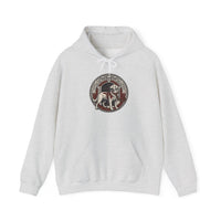 Garmr Odin's Wolves Norse Woodcut Hoodie - Heavy Blend Fleece Pullover - Unisex White