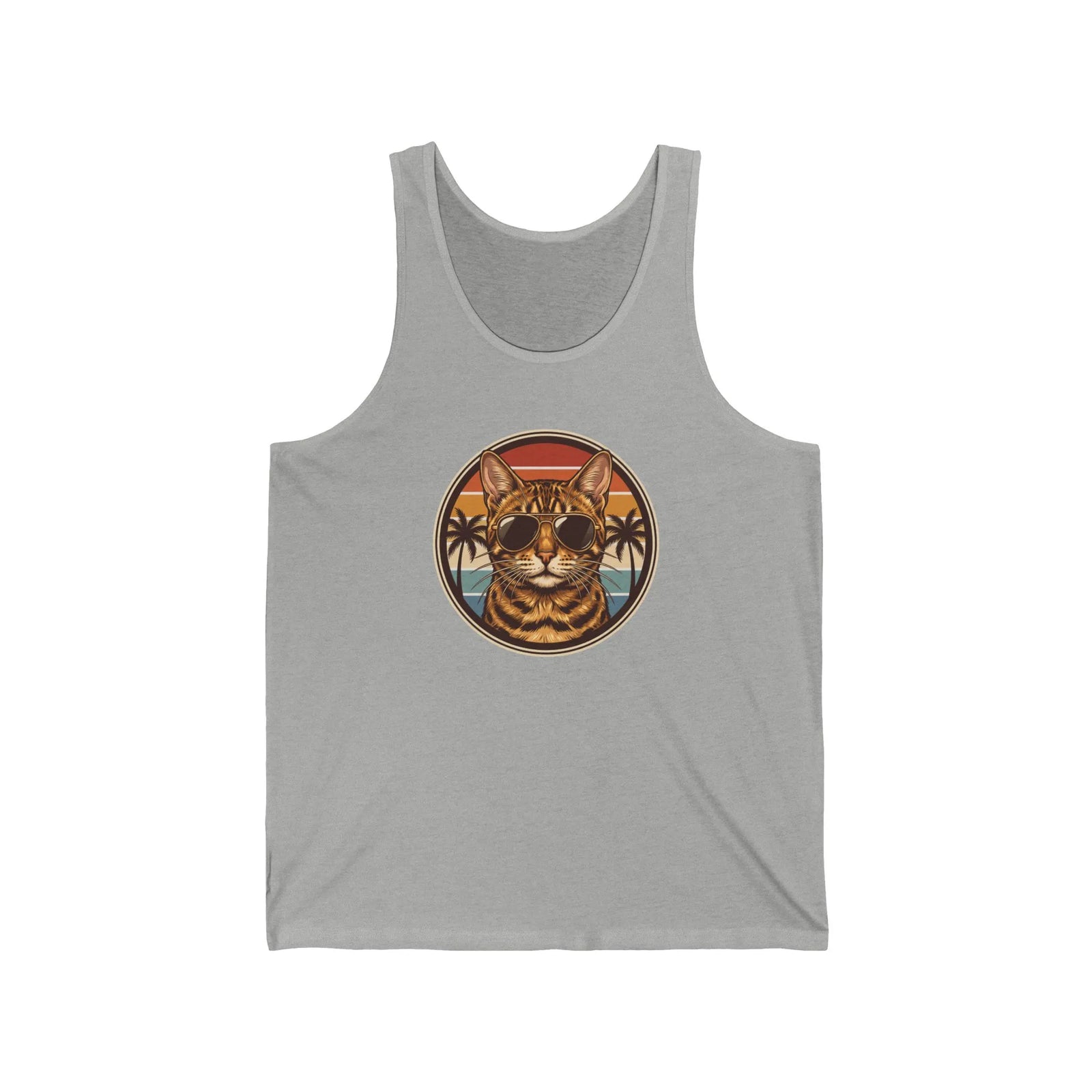 Cool Cat 70s Sunset Aviators Tank Top - Soft Lightweight Jersey Knit - Unisex Athletic Heather