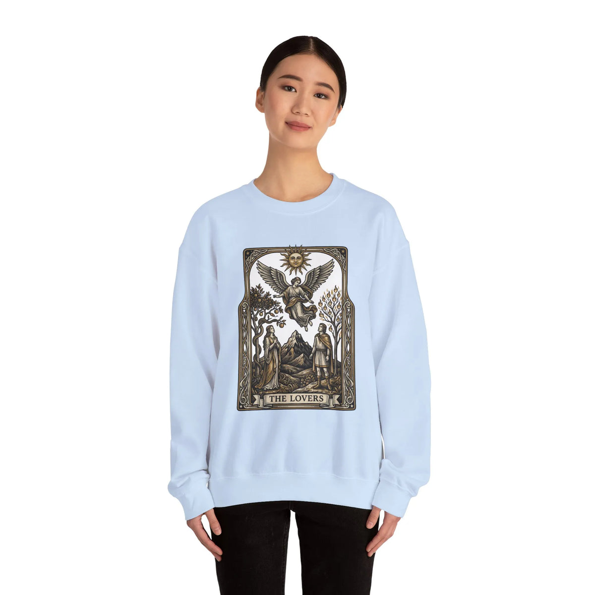 The Lovers Tarot Card Sweatshirt - Heavy Blend Fleece Crewneck - Unisex White