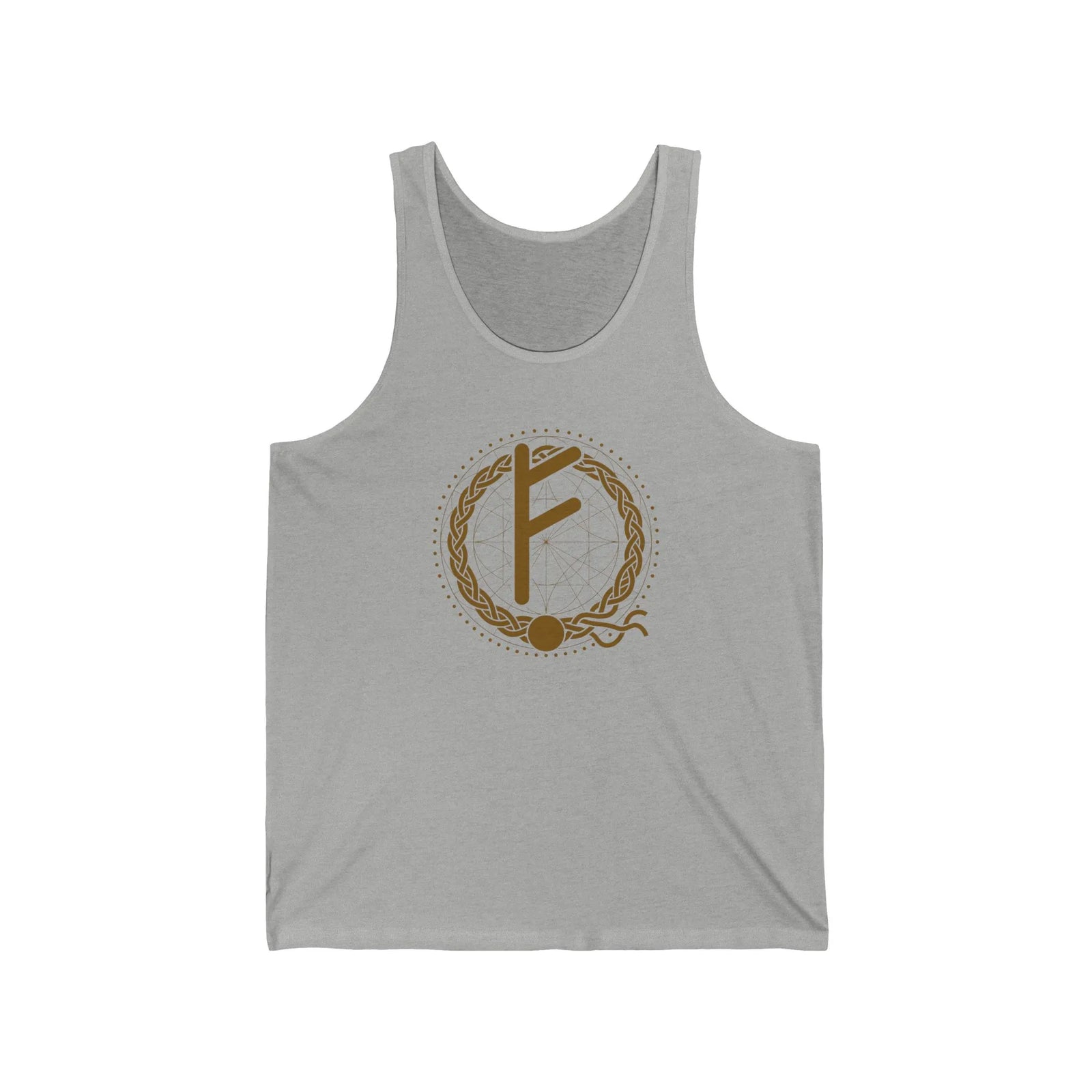 Fehu Wealth Rune Graphic Tank Top - Soft Combed Cotton Jersey - Unisex Athletic Heather