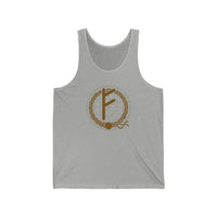 Fehu Wealth Rune Graphic Tank Top - Soft Combed Cotton Jersey - Unisex Athletic Heather