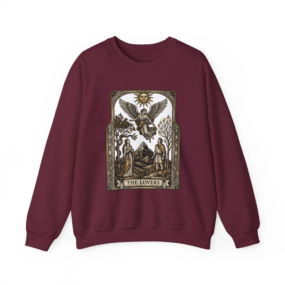 The Lovers Tarot Card Sweatshirt - Heavy Blend Fleece Crewneck - Unisex White