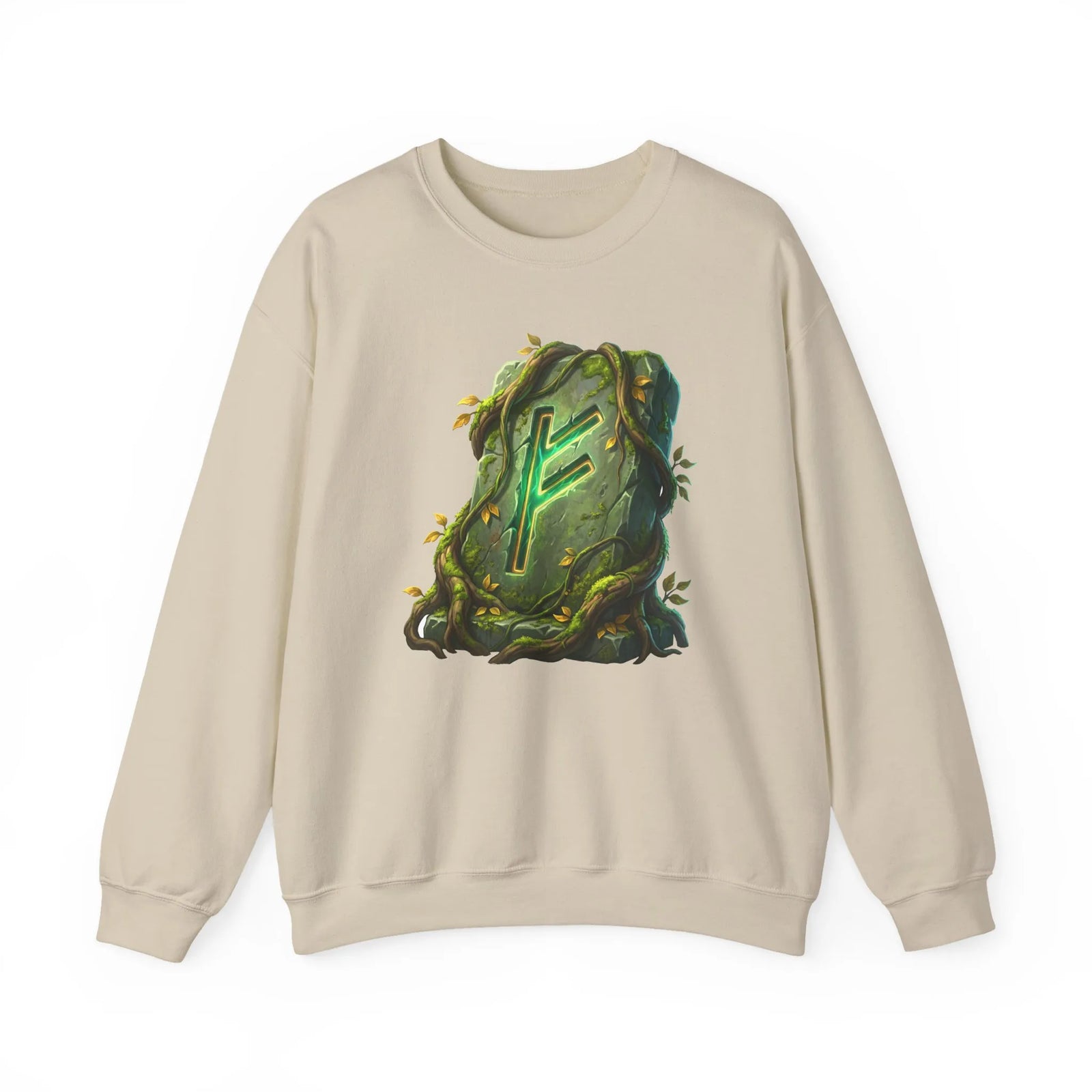 Fehu Wealth Rune Sweatshirt - Heavy Blend Fleece Crewneck - Unisex White